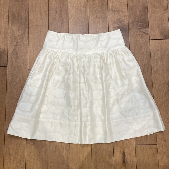 Club Monaco silk cream beige off white mini skirt textured pattern pockets sz 6 - Picture 1 of 14
